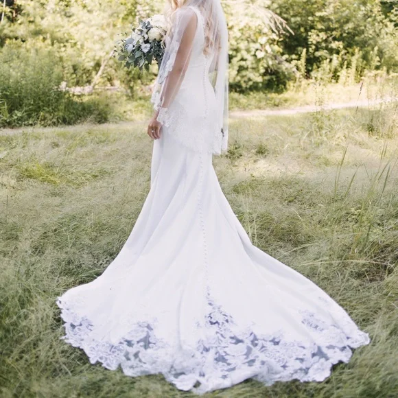 Trumpet wedding dress, short sleeved - Picture 3 of 6